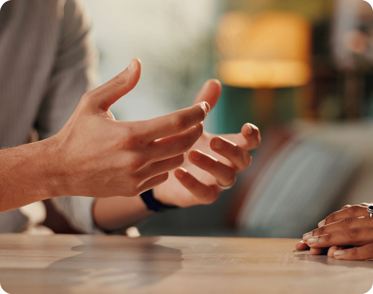 Hands gesturing during a conversation